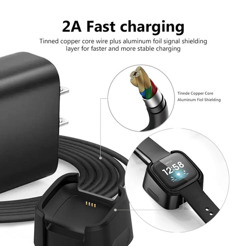 6FT Fast Wall Charger for Fitbit Versa 2 Charger USB Charging Cable Cord for Versa 2 Health & Fitness Smartwatch Replacement Charger Dock......